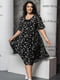 Платье А-силуэта черное с цветочным принтом | 6336910 | фото 7