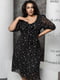 Платье А-силуэта черное с цветочным принтом | 6336911 | фото 2