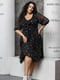Платье А-силуэта черное с цветочным принтом | 6336911 | фото 3