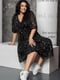 Платье А-силуэта черное с цветочным принтом | 6336911 | фото 6