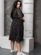 Платье А-силуэта черное с цветочным принтом | 6336911 | фото 7