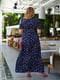 Платье А-силуэта темно-синее с цветочным принтом | 6336931 | фото 3