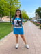Платье-футболка голубое с принтом | 6336950 | фото 3