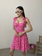 Платье А-силуэта розовое в принт | 6345246
