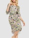 Оливкова сукня в квітковий принт | 6351309 | фото 2