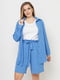 Блакитний костюм-жатка: сорочка оверсайз та шорти | 6352554 | фото 3