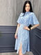 Сукня А-силуету блакитна з квітковим принтом | 6366834 | фото 2