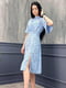 Платье А-силуэта голубое с цветочным принтом | 6366834 | фото 3