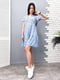 Платье А-силуэта голубое с цветочным принтом | 6366837 | фото 2