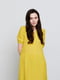 Платье А-силуэта желтое с цветочной апликацией | 6367005 | фото 3