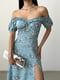 Сукня А-силуету блакитна в принт | 6371367 | фото 2
