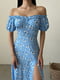 Платье А-силуэта голубое в принт | 6371371 | фото 2