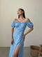 Платье А-силуэта голубое в принт | 6371371 | фото 3