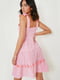 Платье А-силуэта белое розовое в клетку | 6375945 | фото 4