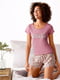 Пижамные шорты розовые с цветочным принтом | 6372357 | фото 2