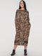 Сукня А-силуету гірчичного кольору в принт | 6383584 | фото 2