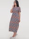 Сукня А-силуету коралового кольору в принт | 6383840 | фото 2