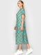 Сукня А-силуету бірюзового кольору в принт | 6384978 | фото 2