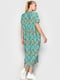 Сукня А-силуету бірюзового кольору в принт | 6384978 | фото 3