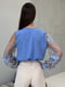 Блуза темно-блакитна з квітковою вишивкою | 6396938 | фото 3