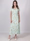 Сукня А-силуету бірюзового кольору в принт | 6334297