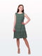 Платье А-силуэта зеленое в горошек | 6334543 | фото 2