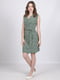 Сукня А-силуету зелена в принт | 6334653