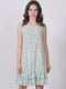 Сукня А-силуету бірюзового кольору в принт | 6334661 | фото 2