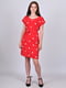 Платье А-силуэта красное в принт | 6334757