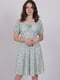 Платье А-силуэта бирюзового цвета в принт | 6335011