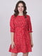 Платье А-силуэта красное в принт | 6335052