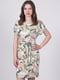Платье А-силуэта бирюзового цвета в принт | 6335085