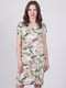 Платье А-силуэта бирюзового цвета в принт | 6335085 | фото 2
