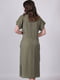 Сукня А-силуету кольору хакі | 6335145 | фото 2