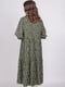 Сукня А-силуету зелена в принт | 6398113 | фото 2