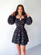 Сукня А-силуету чорна з квітковим принтом | 6398517 | фото 2