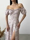 Платье А-силуэта бежевое с цветочным принтом | 6398518 | фото 3