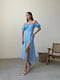 Сукня А-силуету блакитна з квітковим принтом | 6398519 | фото 4