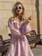 Платье А-силуэта розовое с цветочным принтом | 6398528 | фото 4