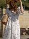 Платье А-силуэта белое с цветочным принтом | 6398529 | фото 4