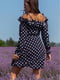 Платье А-силуэта темно-синее в горох | 6398557 | фото 2
