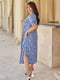 Платье А-силуэта серо-голубое с цветочным принтом | 6398563 | фото 4