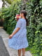 Платье А-силуэта голубое с цветочным принтом | 6398580 | фото 3