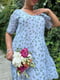 Платье А-силуэта голубое с цветочным принтом | 6398580 | фото 8