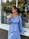Платье А-силуэта голубое с цветочным принтом | 6398581 | фото 2