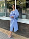 Платье А-силуэта голубое с цветочным принтом | 6398581 | фото 5