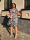 Платье А-силуэта синее с цветочным принтом | 6398590 | фото 2