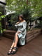 Сукня А-силуету кольору хакі з принтом | 6398598 | фото 3