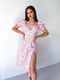 Платье А-силуэта розовое с цветочным принтом | 6398605 | фото 4