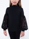 Блуза черная с гипюром | 6400081 | фото 3
